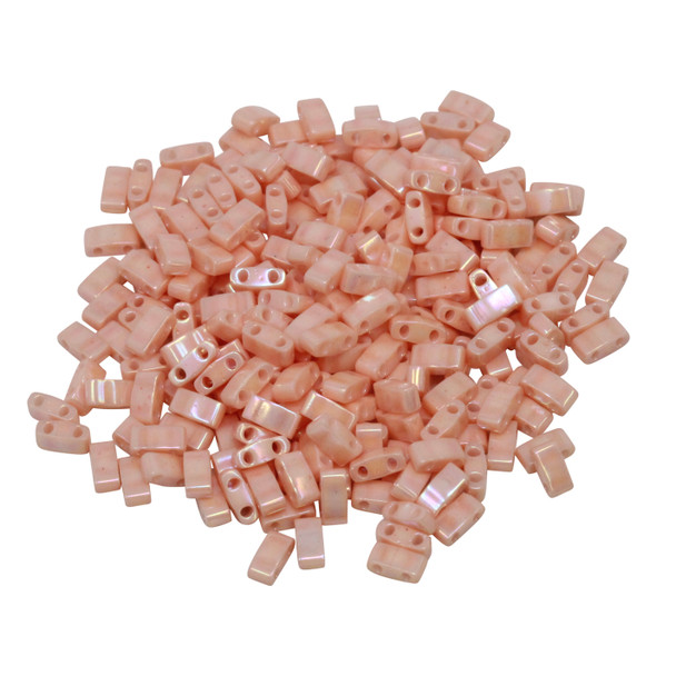 1/2 Cut 5mm Tila Beads -- Opaque Salmon Semi Matte