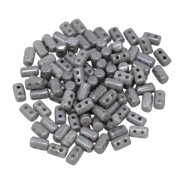 Matubo Czech Glass Rulla Beads -- Opaque Grey Luster