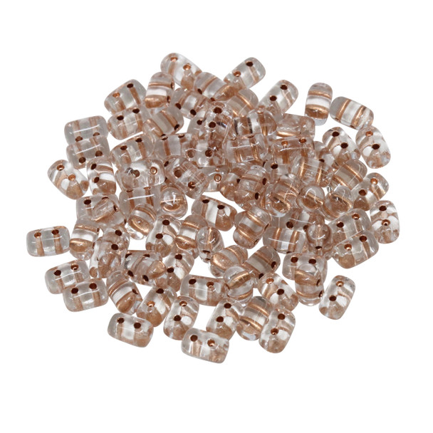 Matubo Czech Glass Rulla Beads -- Crystal / Copper Lined