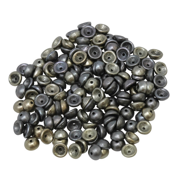 Czech Glass Teacup Beads -- Metallic Leather Matte