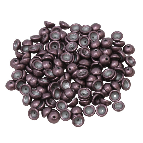 Czech Glass Teacup Beads -- Saturated Metallic Red Pear