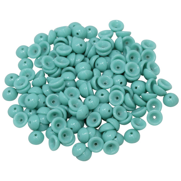 Czech Glass Teacup Beads -- Turquoise