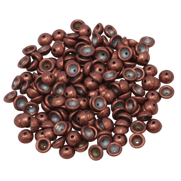 Czech Glass Teacup Beads -- Saturated Metallic Valiant Poppy