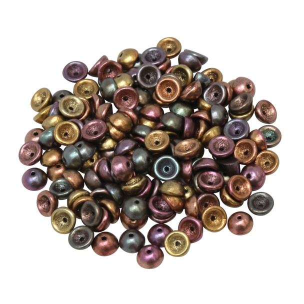 Czech Glass Teacup Beads -- Metallic Bronze Iris Matte