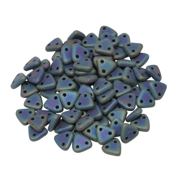 CzechMates® Triangle Beads -- Green Iris Matte