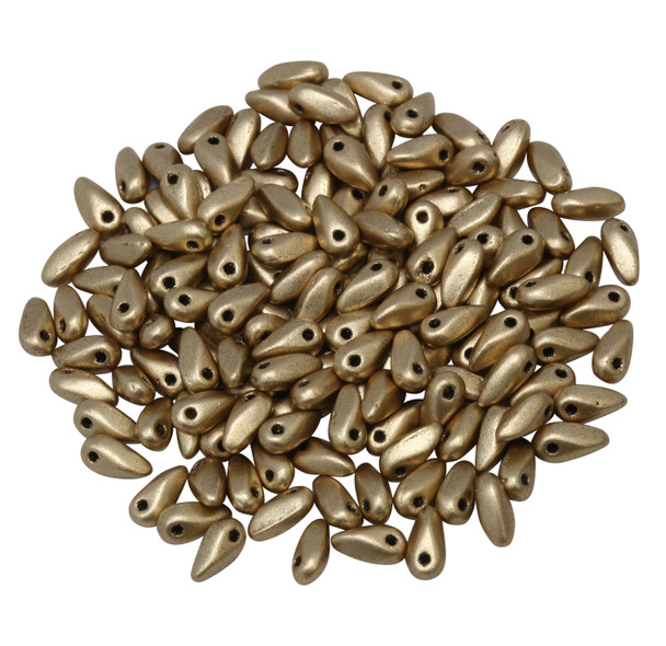 Czech Glass Mini Dagger Beads -- Metallic Flax Matte