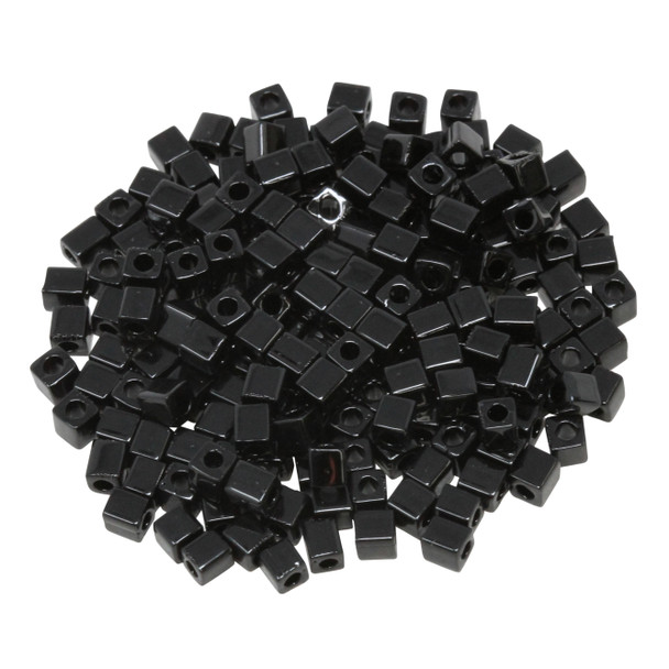 3mm Miyuki Cube Seed Beads -- Black