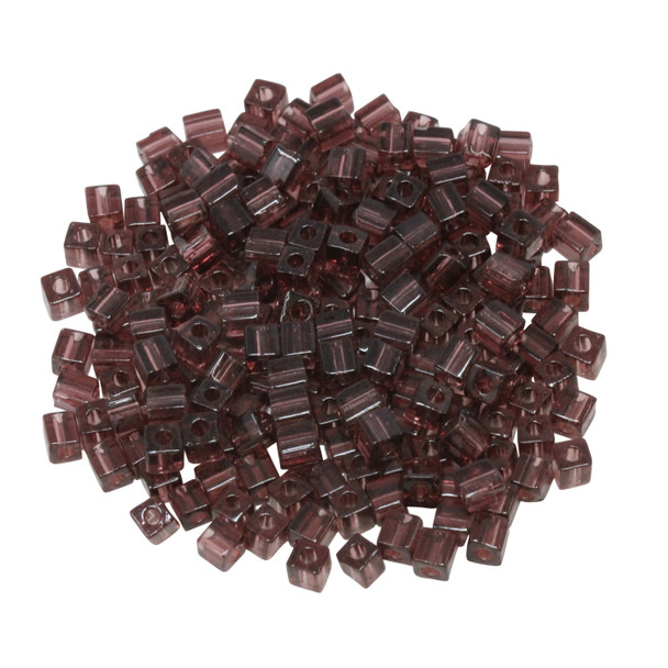 3mm Miyuki Cube Seed Beads -- Transparent Smoky Amethyst