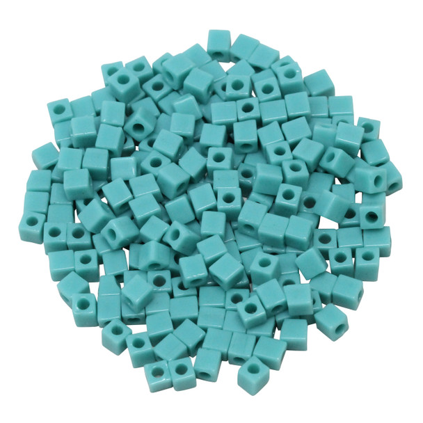 3mm Miyuki Cube Seed Beads -- Opaque Turquoise