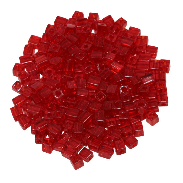 3mm Miyuki Cube Seed Beads -- Transparent Ruby