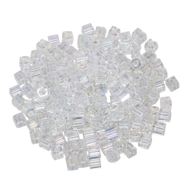 3mm Miyuki Cube Seed Beads -- Crystal AB