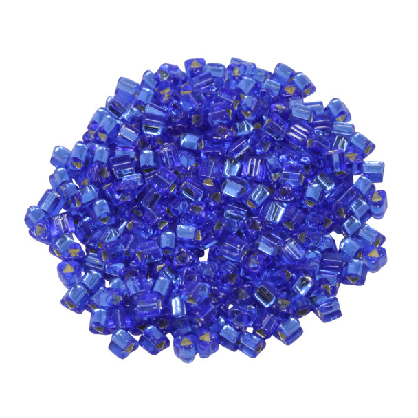Size 8 Toho Triangle Seed Beads -- Sapphire / Silver Lined