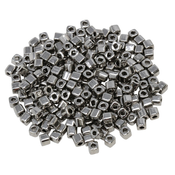 3mm Miyuki Cube Seed Beads -- Nickel Plated