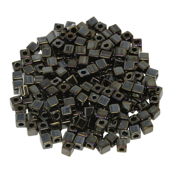 3mm Miyuki Cube Seed Beads -- Metallic Brown Iris