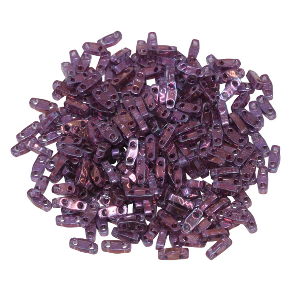 Quarter Tila Beads -- Light Amethyst / Gold Luster