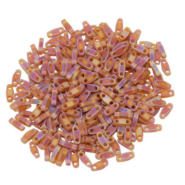 Quarter Tila Beads -- Transparent Dark Topaz AB Matte