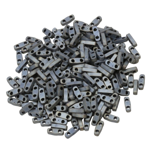 Quarter Tila Beads -- Metallic Silver Grey Matte