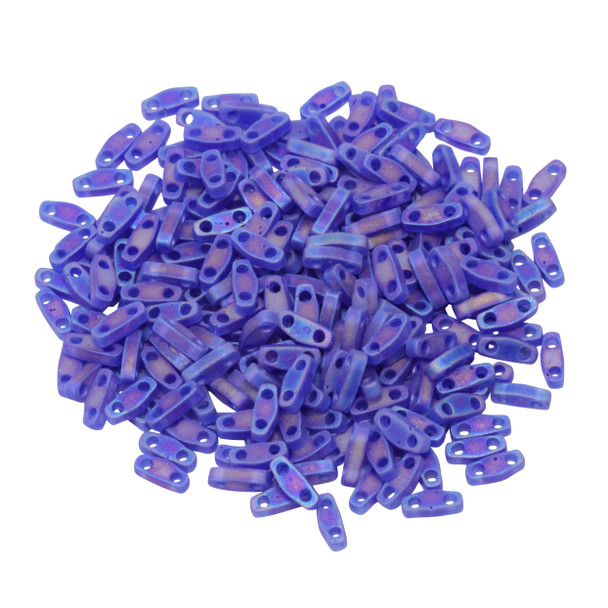 Quarter Tila Beads -- Transparent Cobalt AB Matte