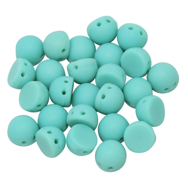 CzechMates® 7mm Cabochon 2 Hole Beads -- Turquoise Matte