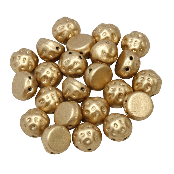 CzechMates® 7mm Cabochon 2 Hole Beads -- Baroque Pale Gold