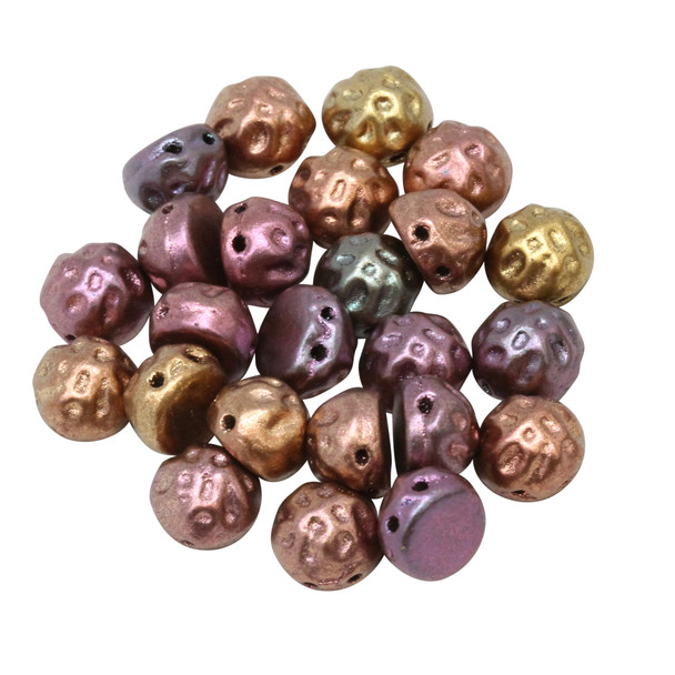 CzechMates® 7mm Cabochon 2 Hole Beads -- Baroque Dark Gold Rainbow