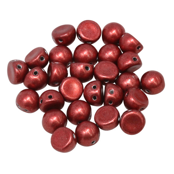 CzechMates® 7mm Cabochon 2 Hole Beads -- Saturated Metallic Aurora Red