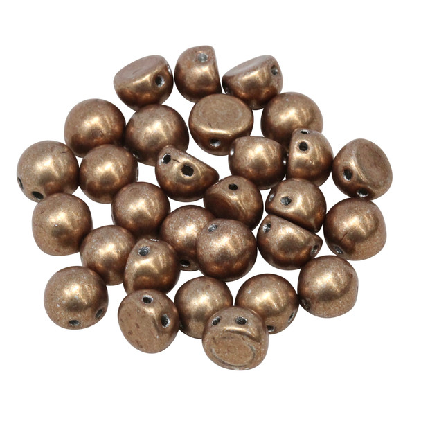 CzechMates® 7mm Cabochon 2 Hole Beads -- Saturated Metal Warm Taupe