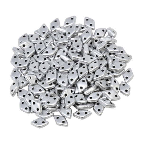 CzechMates® Diamond 2 Hole Beads -- Metallic Silver Matte