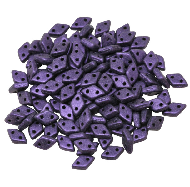 CzechMates® Diamond 2 Hole Beads -- Metallic Purple Suede