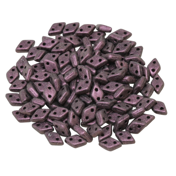 CzechMates® Diamond 2 Hole Beads -- Metallic Pink Suede