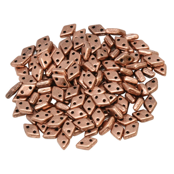 CzechMates® Diamond 2 Hole Beads -- Metallic Copper Matte