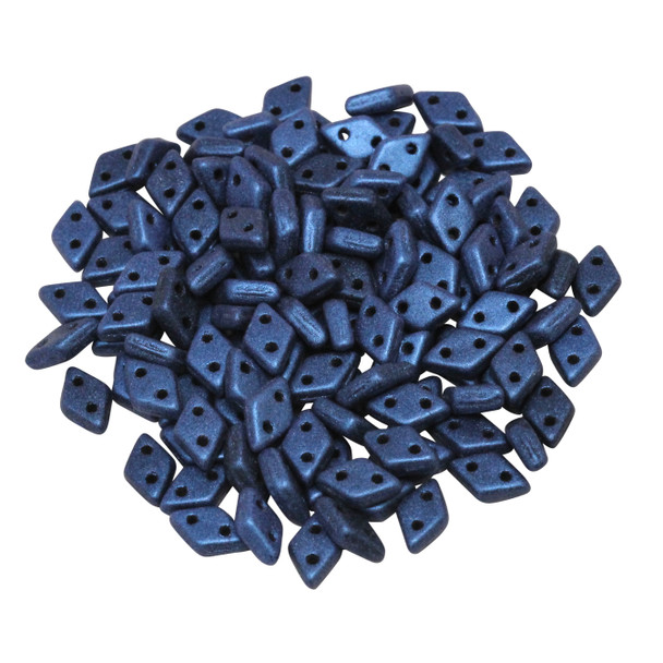 CzechMates® Diamond 2 Hole Beads -- Metallic Blue Suede