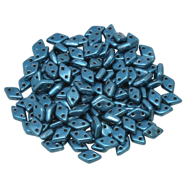 CzechMates® Diamond 2 Hole Beads -- Saturated Metallic Quetzal Green