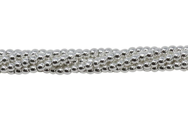 Sterling Silver Plated Hematite Polished 2mm Round