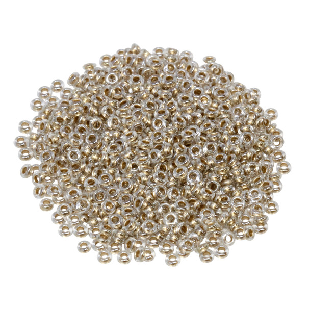 Size 8 Toho Demi Round Seed Beads -- Crystal / Gold Lined