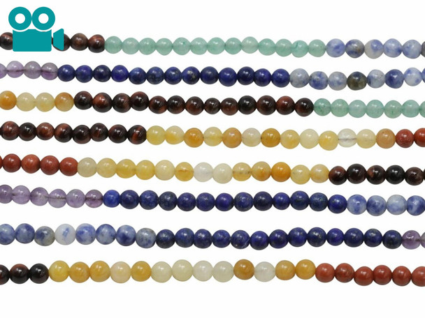 Mixed Chakra Gemstones Polished 4mm Round