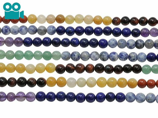 Mixed Chakra Gemstones Polished 6mm Round