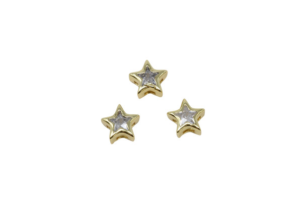 Gold Micro Pave 7mm Star Bead