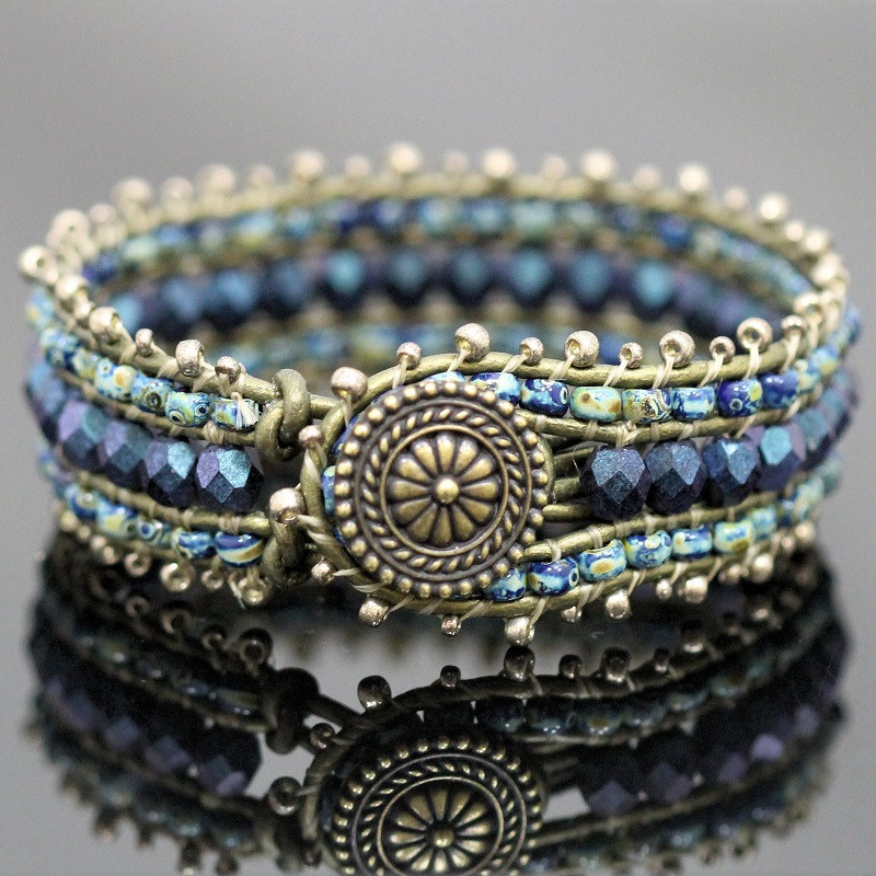 Leather Wrap Cuff Bracelet Kit Chalcedony