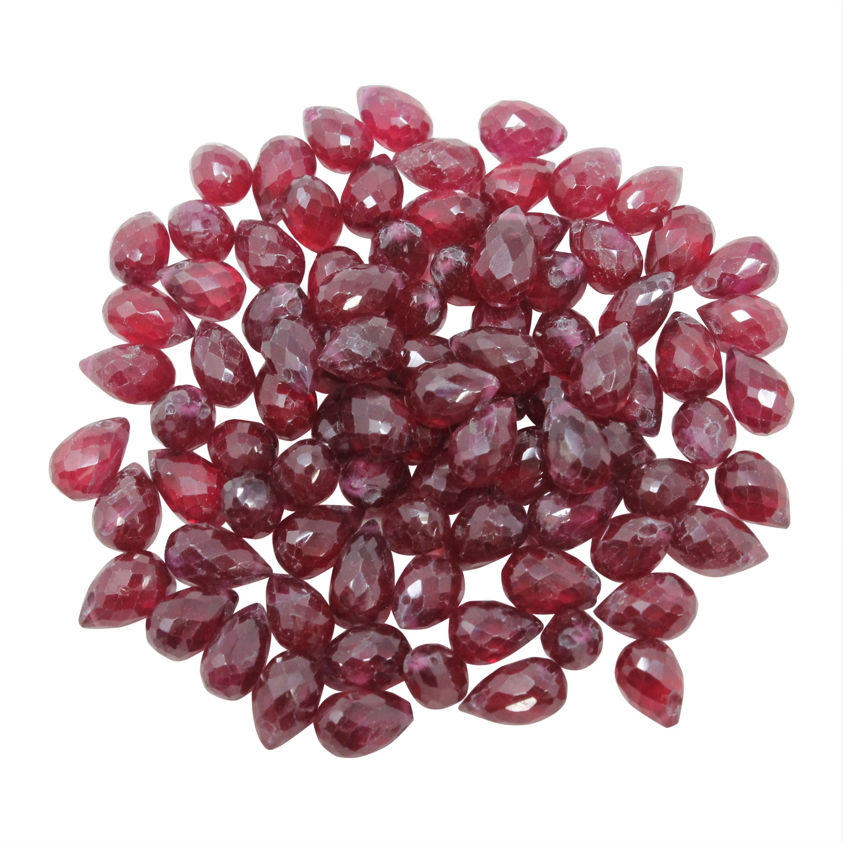 Ruby Polished 4x6mm Faceted Drop Bead - Bead World