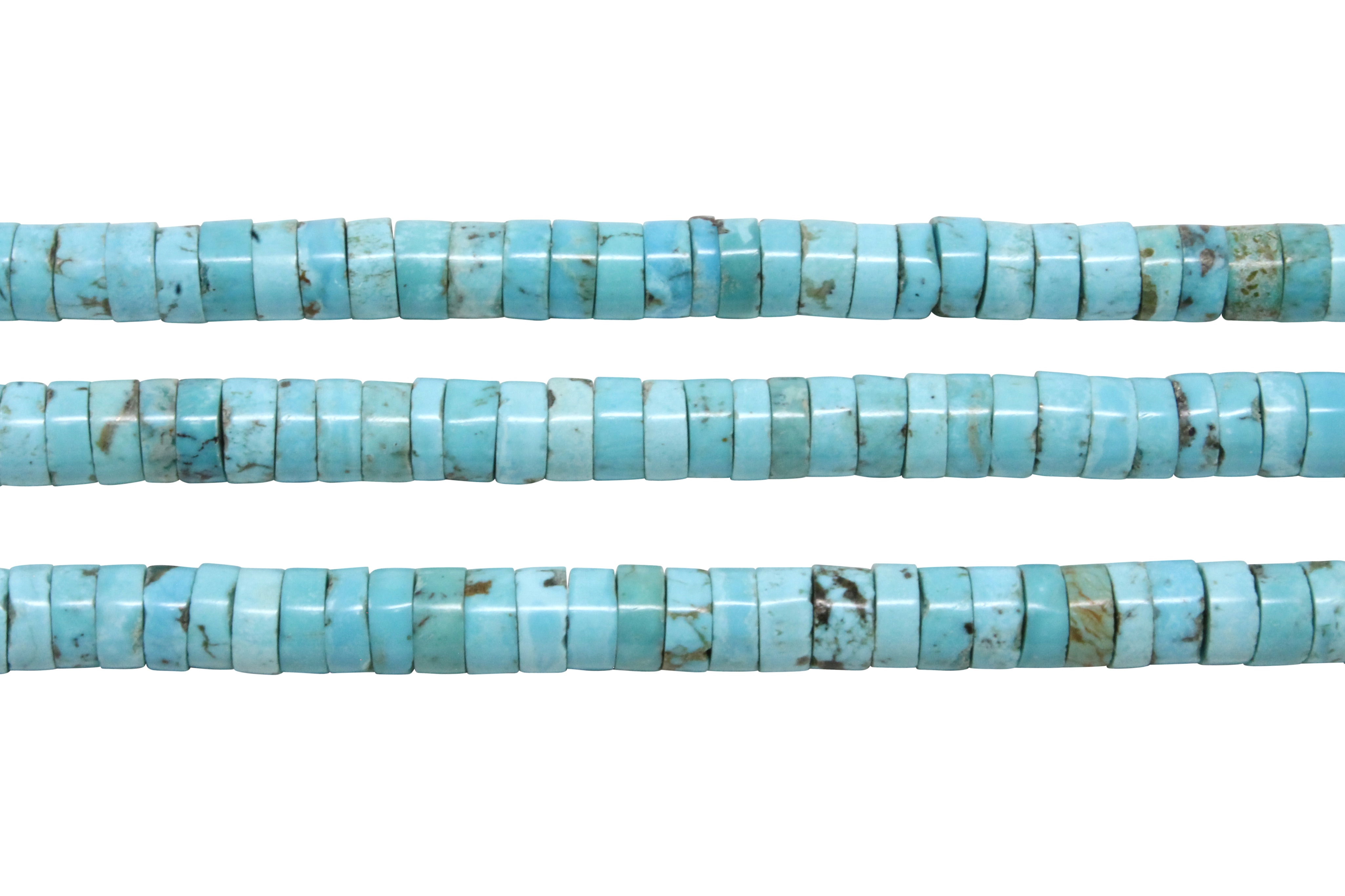 Highly Polished Turquoise Heishi Beads-4mm