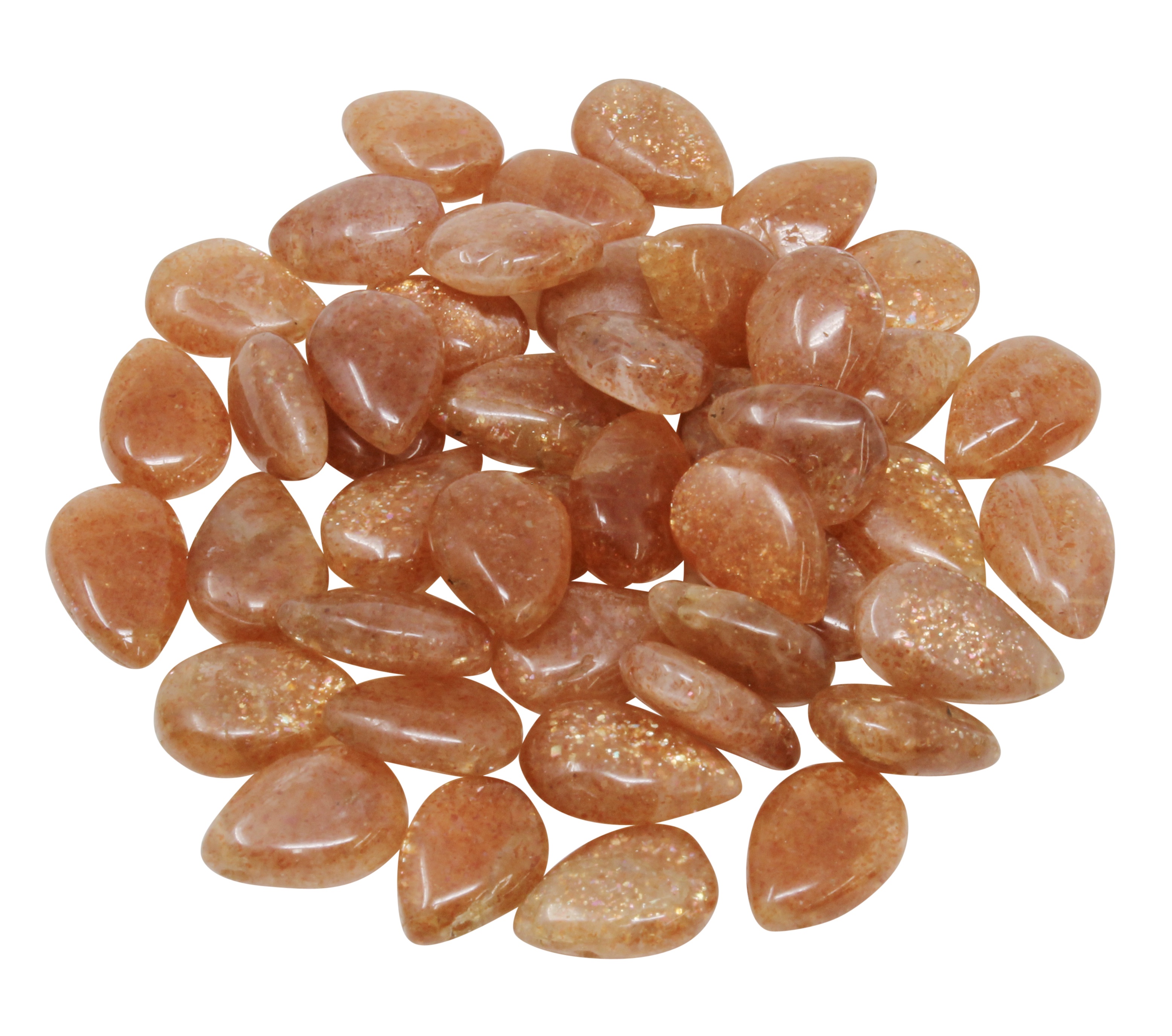 Sunstone Polished 8x11mm Pear Drop - Top Drilled