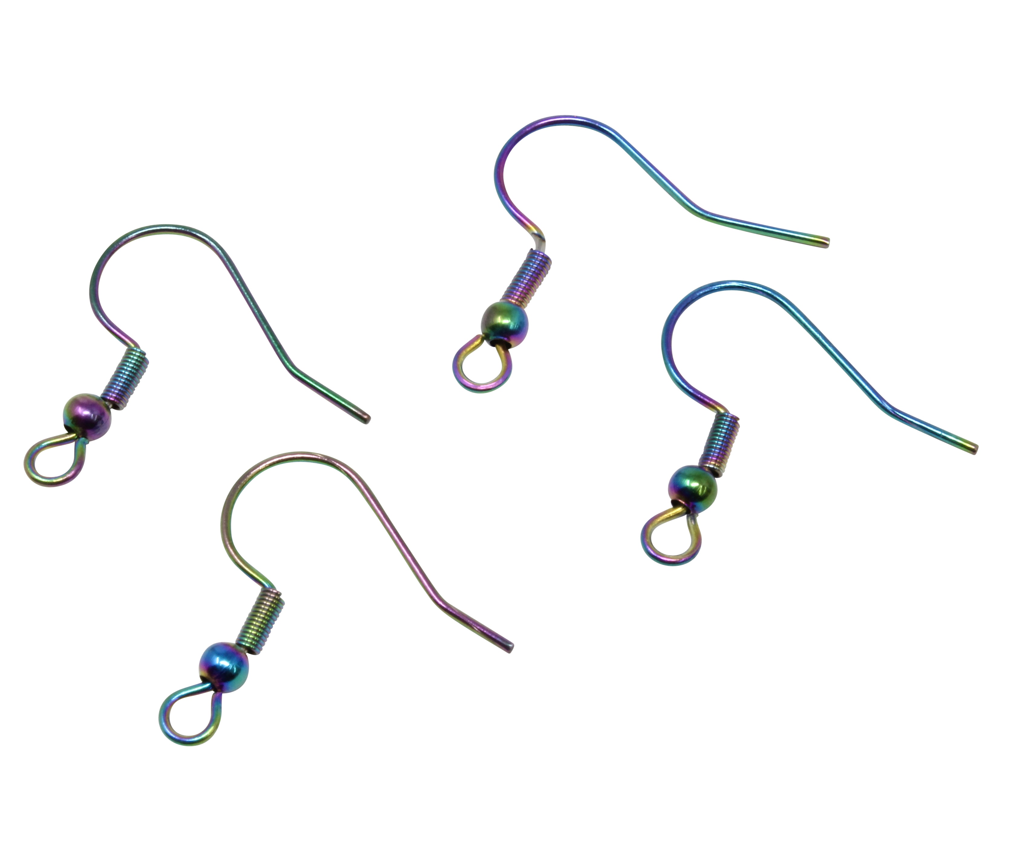 Stainless Steel Multi Color Ball End Earring Wires - 2 Pairs - Bead World