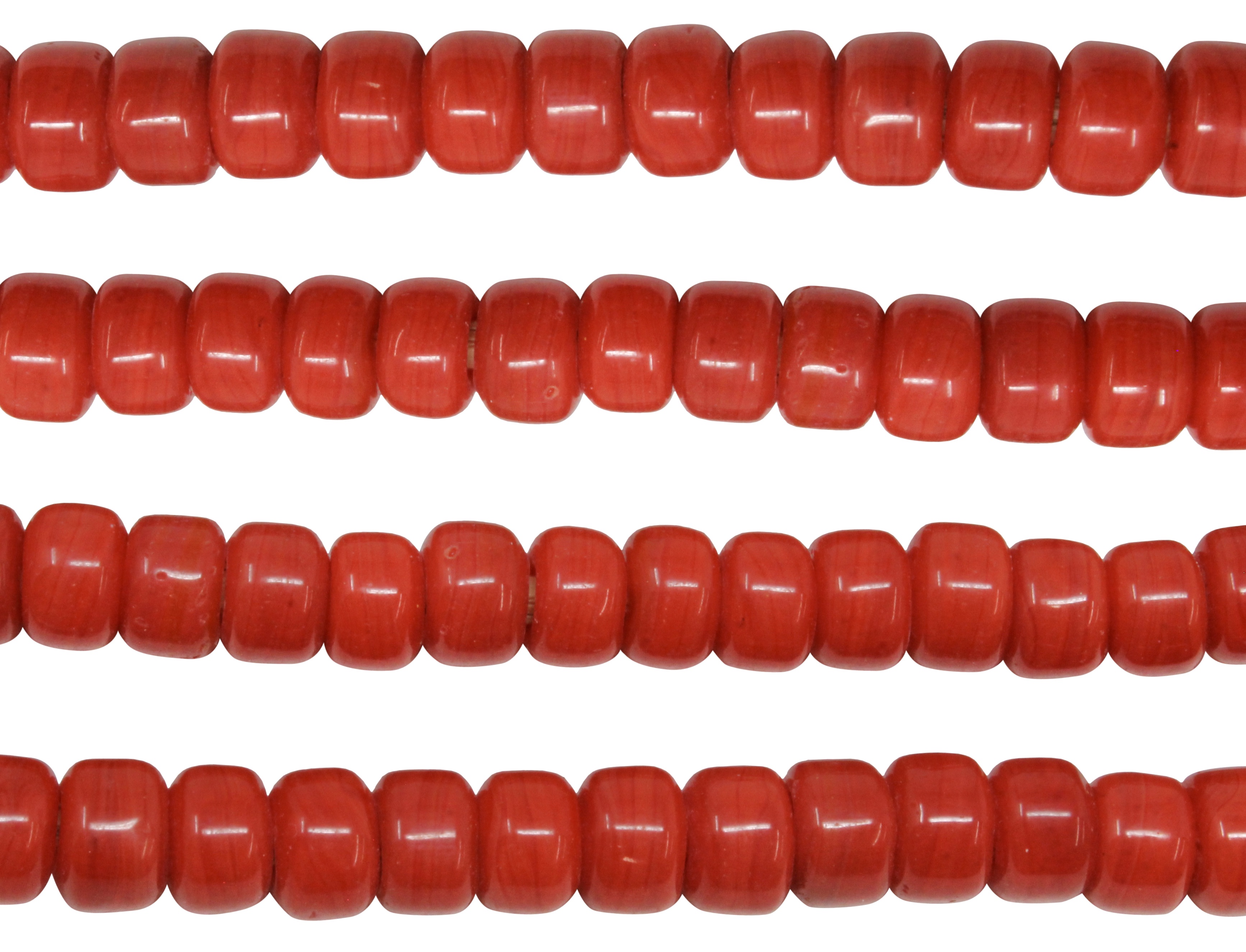 Opaque Red 8mm Glass Pony Beads