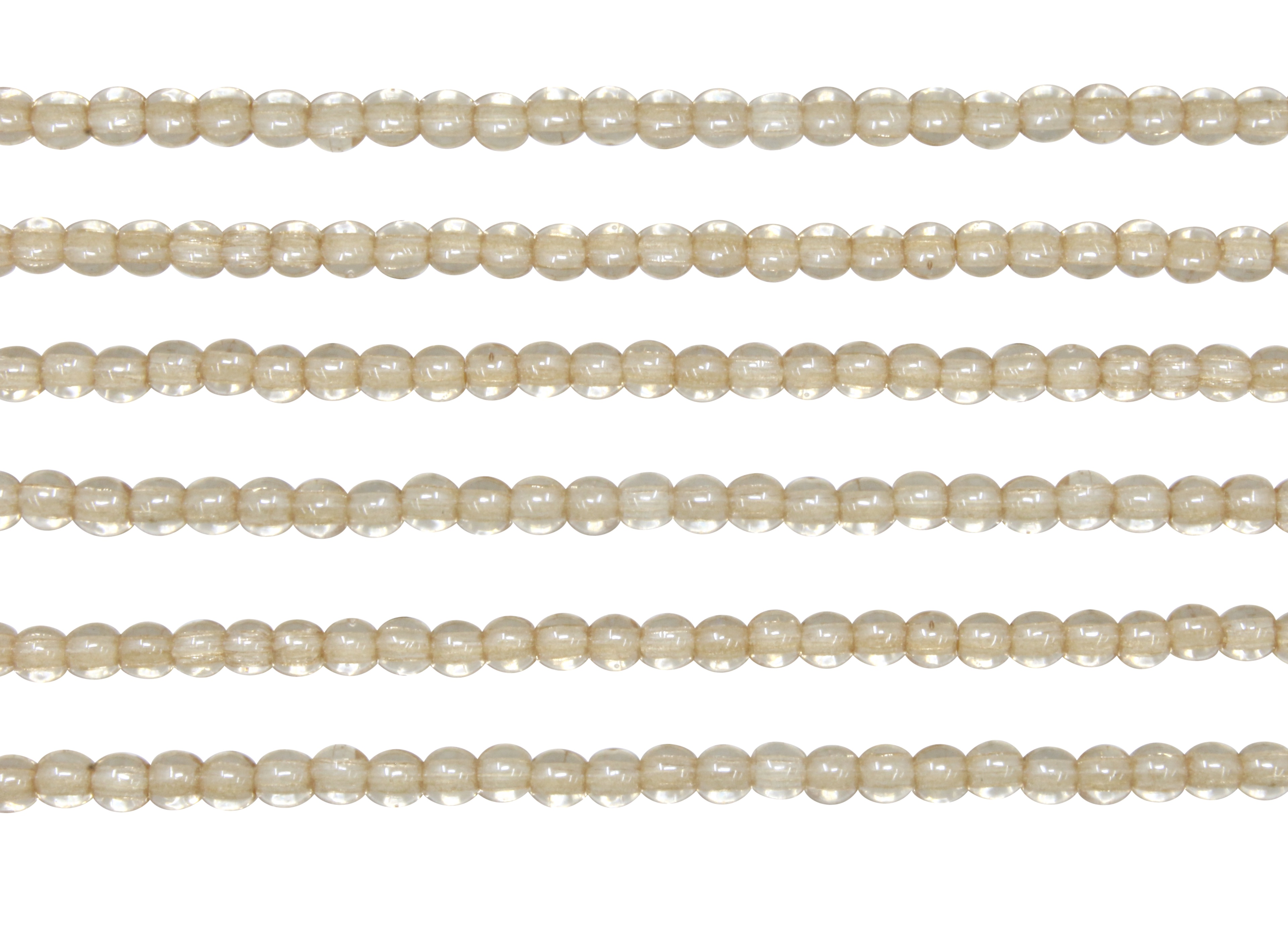 100 Czech Fire Polished 2mm Round Bead Opaque Champagne Luster