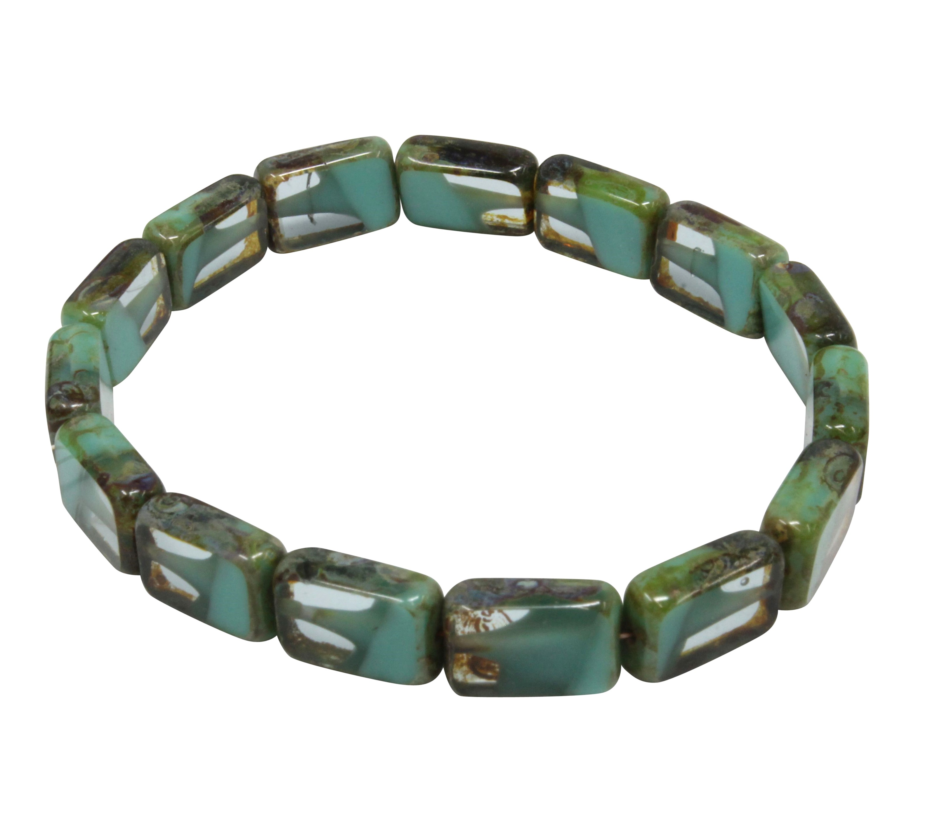 Picasso Czech Glass Beads, 8mm Emerald Green and White Faceted