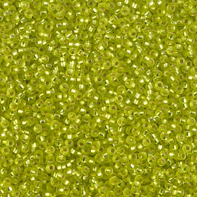 Size 15 Miyuki Seed Beads -- 14F Cartreuse Matte / Silver Lined
