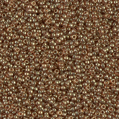 Size 15 Miyuki Round Seed Beads - Topaz, Gold Luster