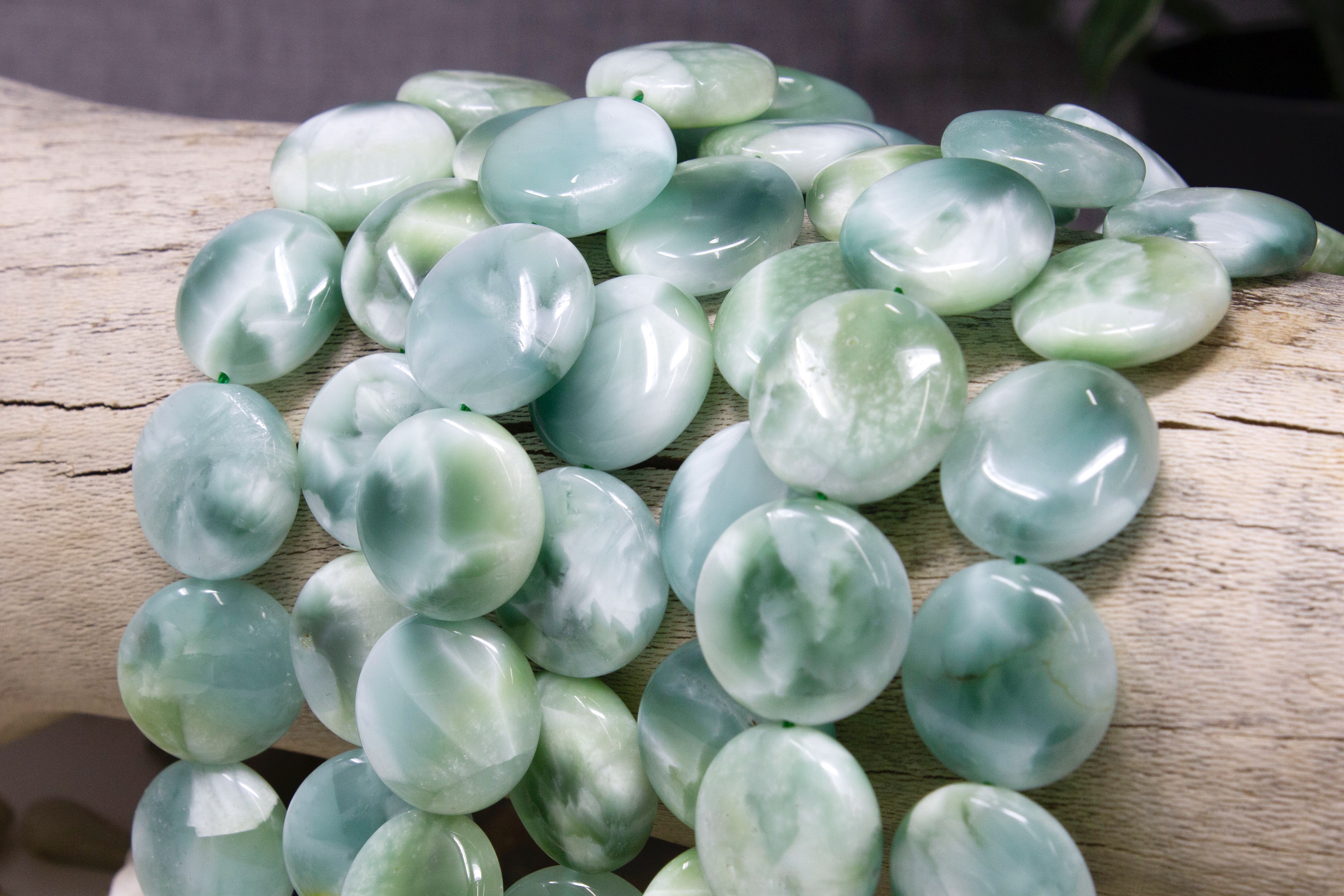 Green Angelite A Grade Polished 20mm Coin - Main Image