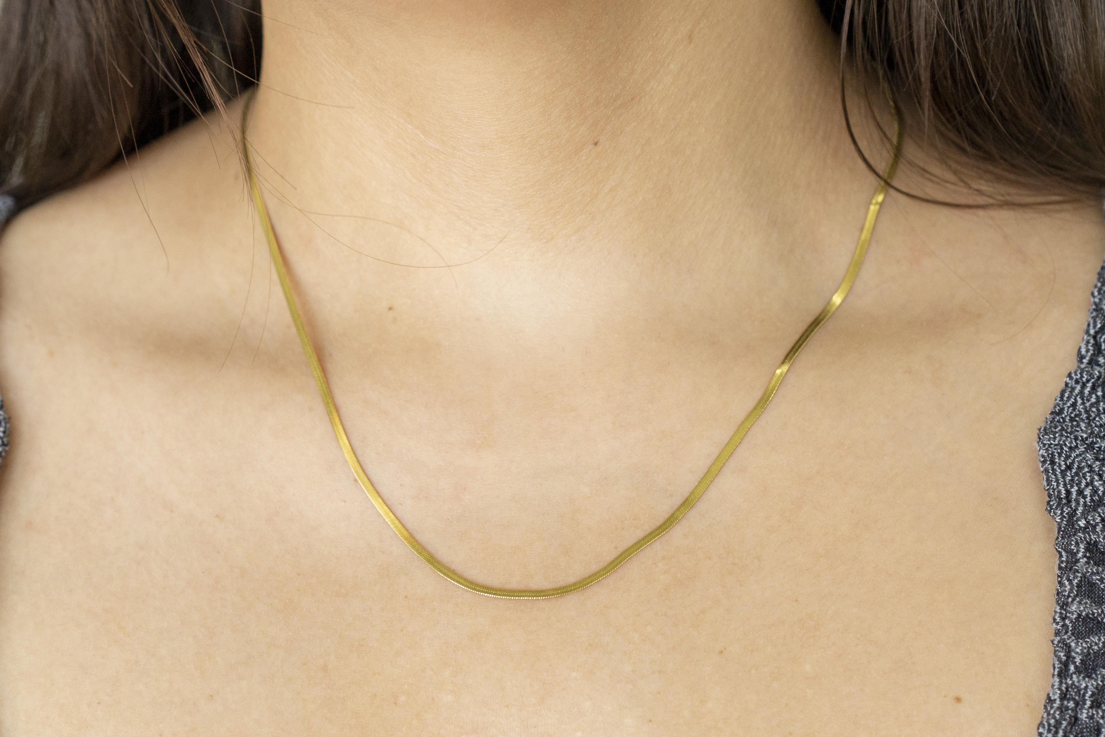 Gold Flat Snake Chain Necklace — solid gold that shines bright forever.  Wear solo to make a chic minimalist statement or layer for a look that's...  | By Foro WorldFacebook